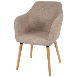 Chaise de séjour / salle à manger Malmö T381 / style rétro des années 50   tissu, crème / gris