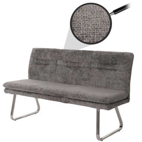Banquette Hwc-H70, Banquette De Salle À Manger Banquette Rembourrée, Dossier Tissu/Textile Chenille Inox Brossé 160cm   Gris Foncé