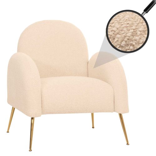 Fauteuil Lounge Hwc-N69, Fauteuil Cocktail, Rétro Nosagfederung Tissu/Textile Chenille Certifié Mvg   Crème-Blanc