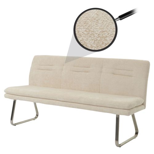 Banquette Hwc-H70, Banquette De Salle À Manger Banquette Rembourrée, Dossier Tissu/Textile Chenille Inox Brossé 180cm   Crème