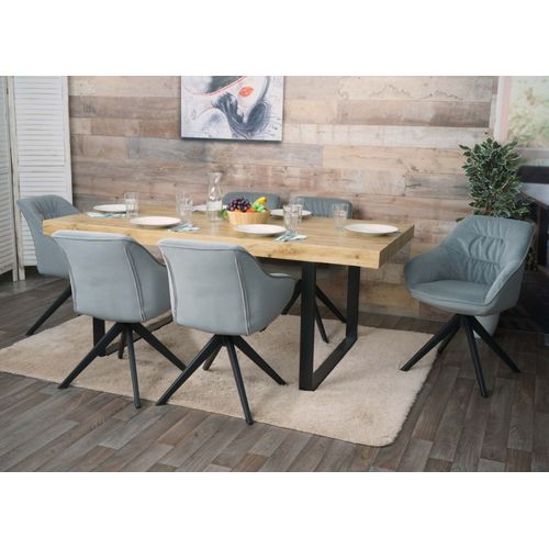 Lot De 6 Chaises De Salle À Manger Hwc-K28, Chaise De Cuisine Rembourrée Chaise Avec Accoudoirs, Pivotante, Métal   Tissu/Textile Gris Clair