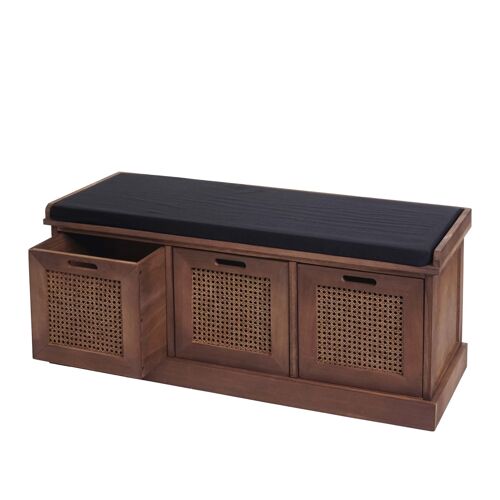 Banc HWC-J49, banc rembourré Banc de vestiaire 47x110x40cm   marron, rembourrage noir