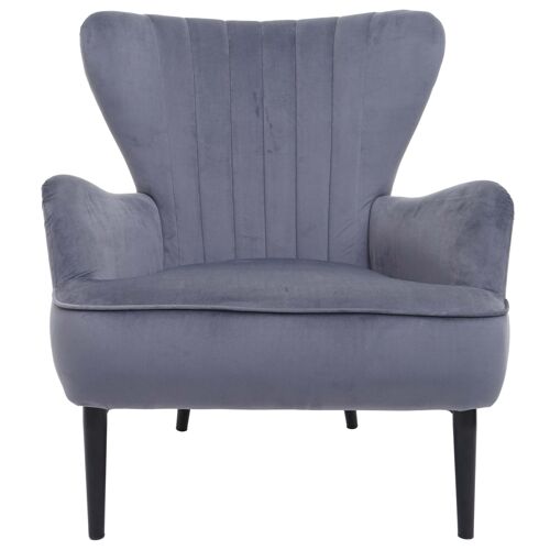 Fauteuil Lounge HWC-K37, Fauteuil Cocktail Fauteuil rembourré, velours   gris