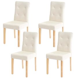 4x chaise de salle à manger HWC-E58, fauteuil   similicuir crème, pieds clairs