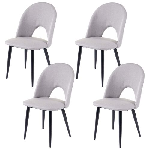 4x chaise de salle à manger HWC-D73, fauteuil, tissu   gris