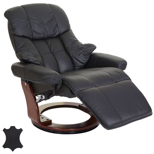 MCA fauteuil relax Calgary 2, fauteuil de télévision, cuir, charge 150kg   noir, couleur noix