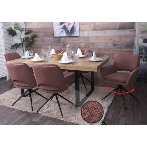 Lot De 6 Chaises De Salle À Manger Hwc-N74, Chaise De Cuisine, Pivotante Auto-Return, Tissu Bouclé (540g/M²) Oeko-Tex   Marron Clair