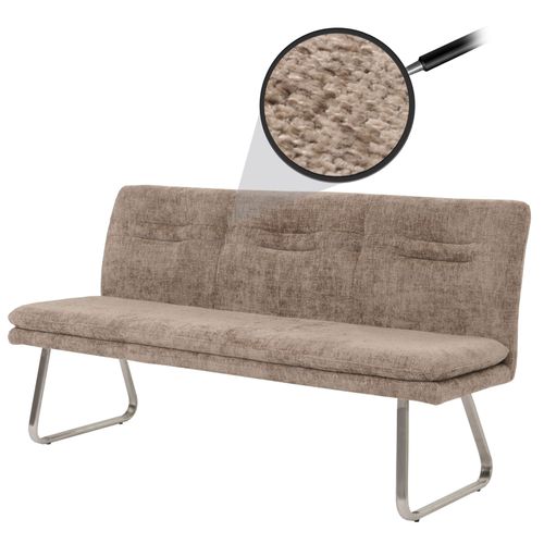 Banquette Hwc-H70, Banquette De Salle À Manger Banquette Rembourrée, Dossier Tissu/Textile Chenille Inox Brossé 180cm   Brun