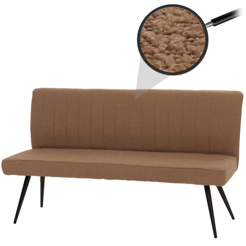 Banquette Hwc-K16, Banquette De Salle À Manger Banquette Rembourrée, Dossier Tissu/Textile Bouclé Métal 160cm   Brun