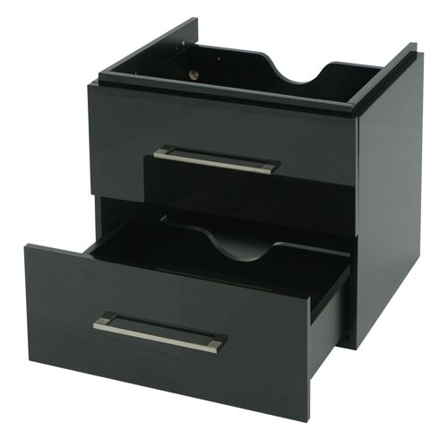 Premium Meuble sous-lavabo HWC-D16, meuble sous-lavabo Meuble de salle de bain, brillant 60cm   noir