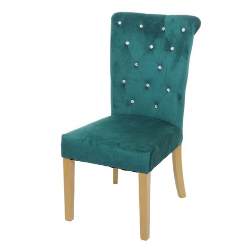 Chaise De Salle À Manger Hwc-D22, Chaise De Cuisine, Velours Riveté Vert Foncé, Pieds Dorés