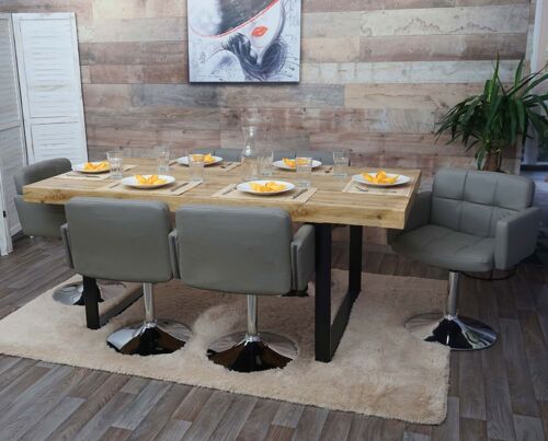 Lot de 6 chaises de salle à manger Orlando, chaise de cuisine pivotante chaise, similicuir chrome   taupe-gris