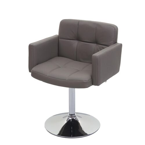 Chaise de salle à  manger Orlando, chaise de cuisine chaise pivotante, similicuir chromé   taupe