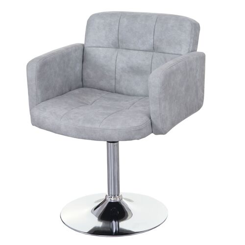 Chaise de salle à manger Orlando, pivotante, imitation daim, chrome   gris vintage