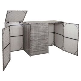 Abri De Poubelles Extérieur Conteneurs À Ordures Polyrotin Jusqu'à 3 Bacs 3x120 Litres Gris 110x195x66 Cm 04_0003690