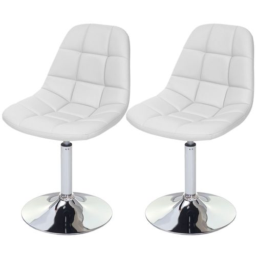 2x Chaise De Salle À Manger Cascina, Fauteuil Pitovante, Chrome   Similicuir Blanc