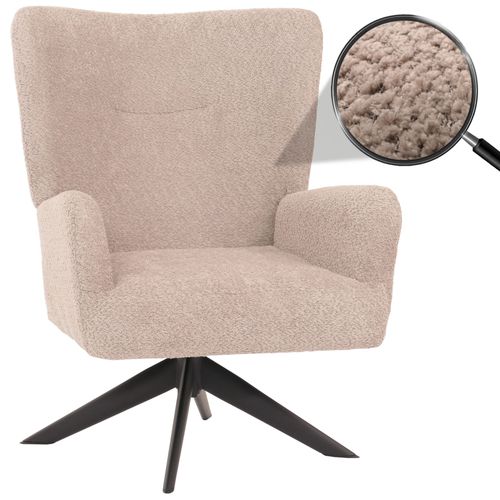 Fauteuil Lounge Hwc-N65, Fauteuil Cocktail Fauteuil Rembourré Fauteuil Relax, Pivotant, Tissu/Textile Chenille Métal   Taupe
