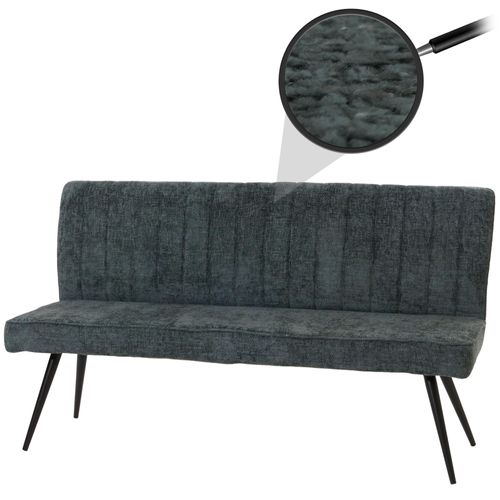 Banquette Hwc-K16, Banquette De Salle À Manger Banquette Rembourrée, Dossier Tissu/Textile Chenille Métal 160cm   Bleu-Vert
