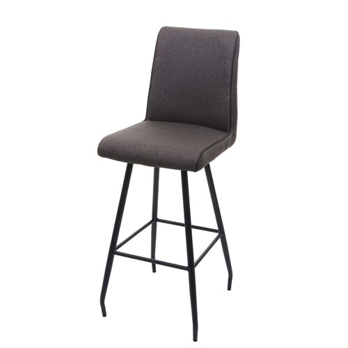 Tabouret de bar HWC-H72, repose-pieds tissu/textile en acier   gris-brun