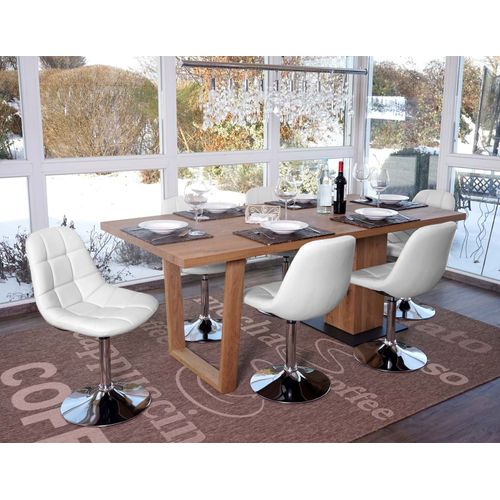 6x Chaise De Salle À Manger Cascina, Fauteuil Pitovante, Chrome   Similicuir Blanc