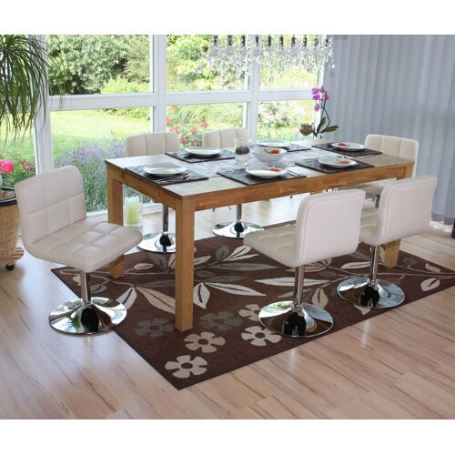 Lot de 6 chaises de salle à manger Kavala, pivotante, similicuir, chrome   crème