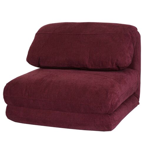 Fauteuil-lit HWC-E68, Canapé-lit Fauteuil fonctionnel Fauteuil pliant Fauteuil relax, tissu/textile   bordeaux