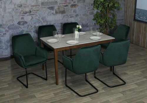 Lot de 6 chaises cantilever HWC-G67, chaise de salle à manger, chaise de cuisine, tissu/textile Öko-Tex MVG   vert