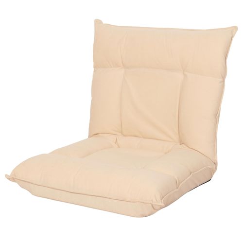 Fauteuil De Sol Hwc-N44, Fauteuil De Relaxation Coussin De Sol Canapé De Sol Fauteuil Pliant 6 Positions De Relaxation, Structure Stable En Velours   Beige
