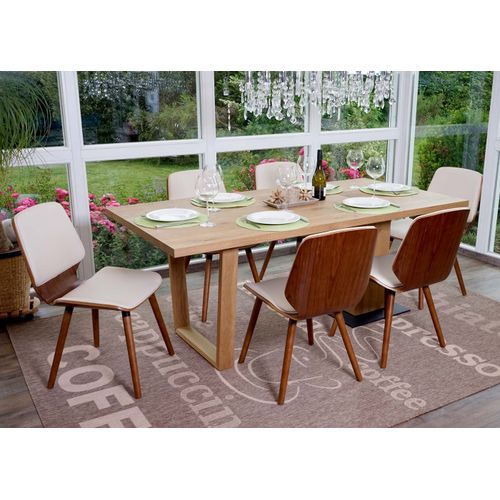 6x Chaise De Salle À Manger Hwc-B16, Bois Courbé, Rétro, Aspect Noyer Similicuir Crème