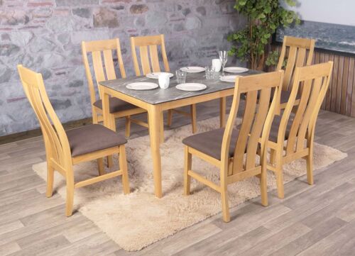 Lot de 6 chaises de salle à manger HWC-M58, chaise de cuisine, tissu/textile bois massif   structure claire, taupe