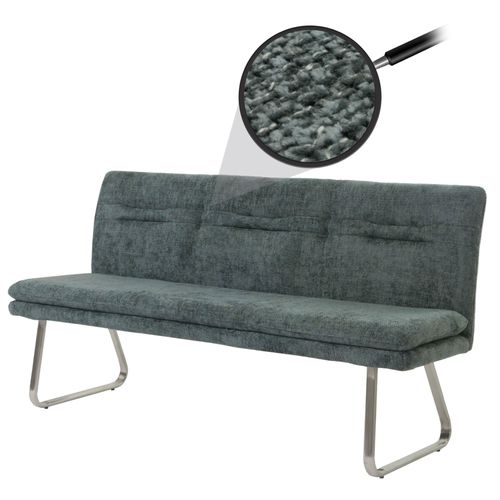 Banquette Hwc-H70, Banquette De Salle À Manger Banquette Rembourrée, Dossier Tissu/Textile Chenille Inox Brossé 180cm   Bleu-Vert