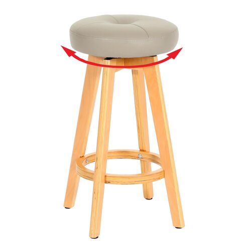 Tabouret de bar Navan, chaise de bar tabouret de bar, bois similicuir pivotant   taupe, pieds clairs