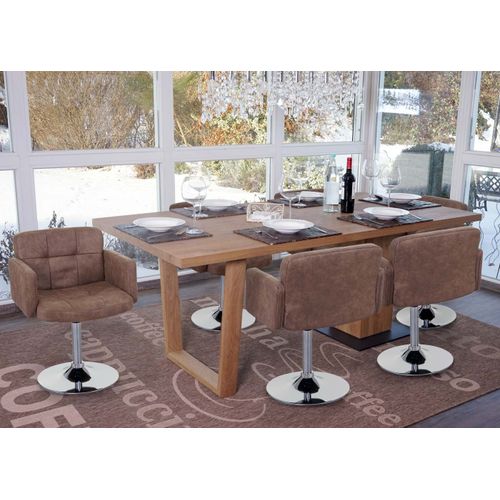 6 X Chaise De Salle À Manger Orlando, Pivotante, Imitation Daim, Chrome   Brun Vintage