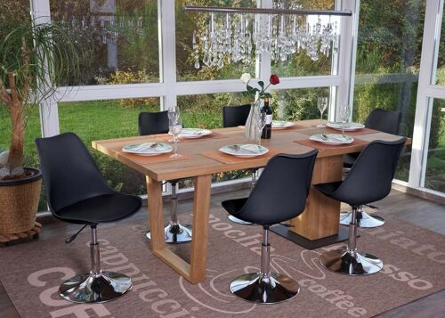 6x chaise pivotante Malmö T501, hauteur réglable, similicuir   noir