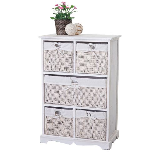Commode Dundee, armoire à tiroirs, style shabby, vintage 90x60x30cm   blanc