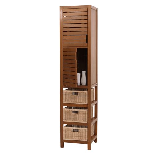 Armoire haute en teck HWC-M84, armoire de salle de bain Highboard, teck de qualité B-Grade (bois de coeur, 20-30 ans) 120x40x40cm