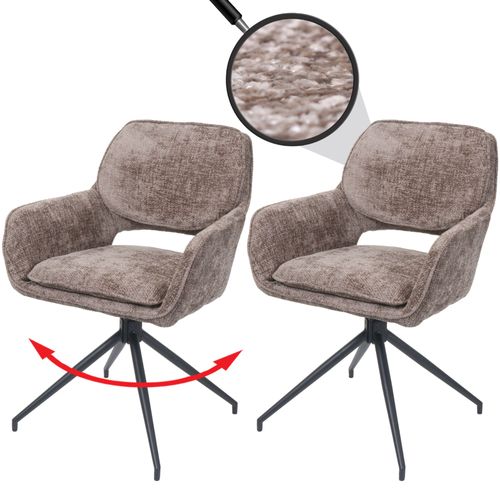 Lot De 2 Chaises De Salle À Manger Hwc-N74, Chaise De Cuisine, Pivotante Auto-Return, Tissu Chenille (490g/M²) Oeko-Tex   Marron
