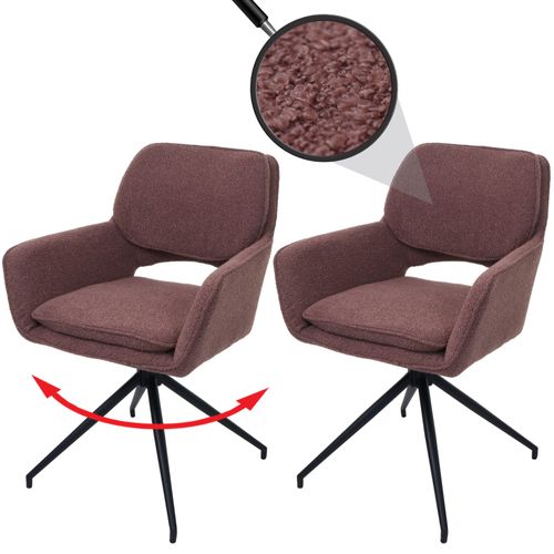 Lot De 2 Chaises De Salle À Manger Hwc-N74, Chaise De Cuisine, Pivotante Auto-Return, Tissu Bouclé (540g/M²) Oeko-Tex   Marron Clair
