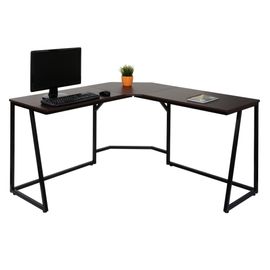 Bureau D'angle Hwc-K66, Table D'ordinateur, Certifié Fsc 76x196x110cm, Mdf Métal   Brun Foncé