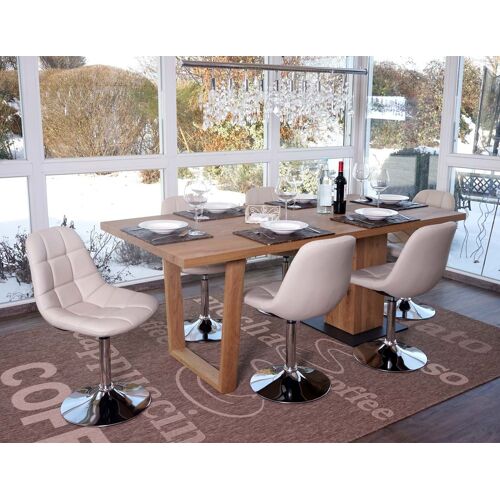 6x chaise de salle à manger Cascina, fauteuil pitovante, chrome   similicuir crème