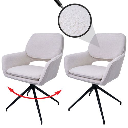 Lot De 2 Chaises De Salle À Manger Hwc-N74, Chaise De Cuisine, Pivotante Auto-Return, Tissu Bouclé (540g/M²) Oeko-Tex   Crème