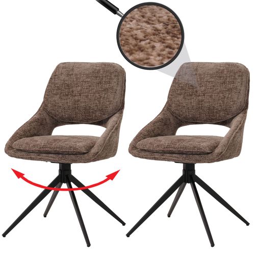 Lot De 2 Chaises De Salle À Manger Hwc-N73, Chaise De Cuisine, Pivotante Auto-Return, Tissu/Textile Chenille (490g/M²) Oeko-Tex   Marron