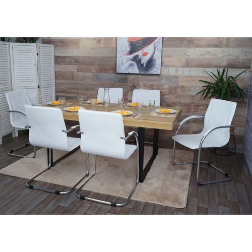 6x Chaise De Salle À Manger Samara, Chaise Cantilever, Chaise De Cuisine Avec Dossier, Pvc Acier   Blanc