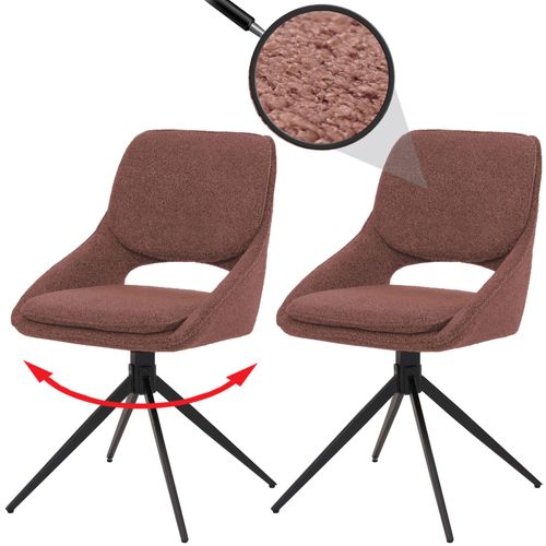 Lot De 2 Chaises De Salle À Manger Hwc-N73, Chaise De Cuisine, Pivotante Auto-Return, Tissu/Textile Boucle (540g/M²) Oeko-Tex   Marron