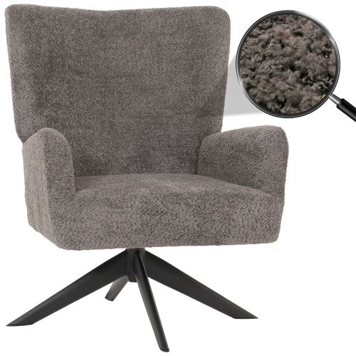 Fauteuil Lounge Hwc-N65, Fauteuil Cocktail Fauteuil Rembourré Fauteuil Relax, Pivotant, Tissu/Textile Chenille Métal   Gris Foncé