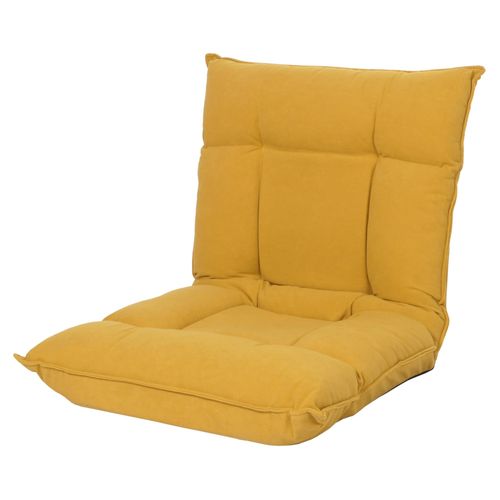 Fauteuil De Sol Hwc-N44, Fauteuil De Relaxation Coussin De Sol Canapé De Sol Fauteuil Pliant 6 Positions De Relaxation, Structure Stable En Velours   Jaune