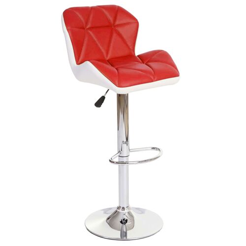 Tabouret de bar HWC-A92, tabouret de bar, cuir synthétique réglable en hauteur rouge