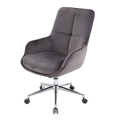 Chaise de bureau HWC-J64, chaise pivotante avec accoudoirs réglable en hauteur velours   gris foncé