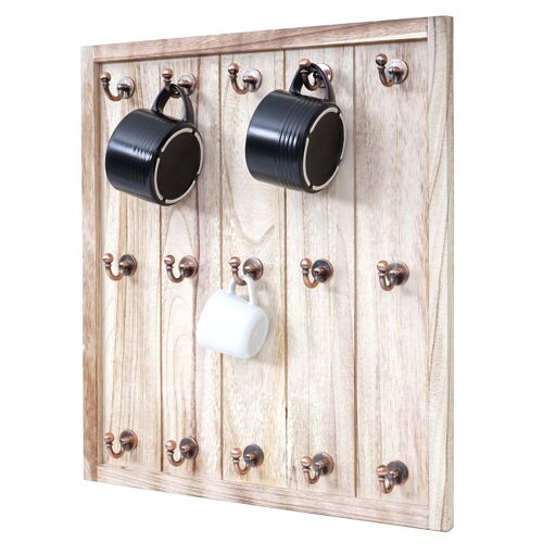 Porte-tasses Marano, étagère de suspension, planche aux tasses, style shabby, vintage 50x45x5cm   nature