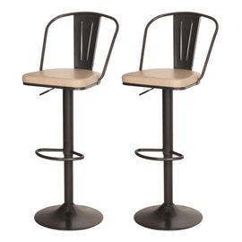 Lot De 2 Tabourets De Bar Hwc-H10a, Tabouret De Bar, Hauteur Réglable Pivotant Industrial Similicuir Métal   Vintage Beige